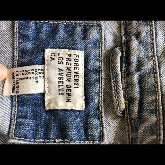 Jean jacket cropped Forever 21 Small washed Cotton - Picture 3 of 4